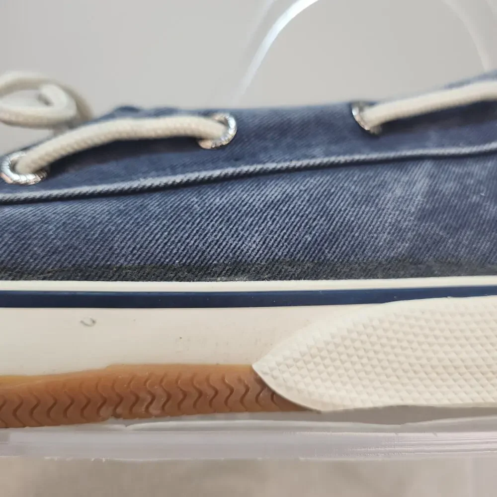 Sperry Top Sider Mens 12 Blue Canvas Boat Shoes Faded Low Tops Fabric Preppy